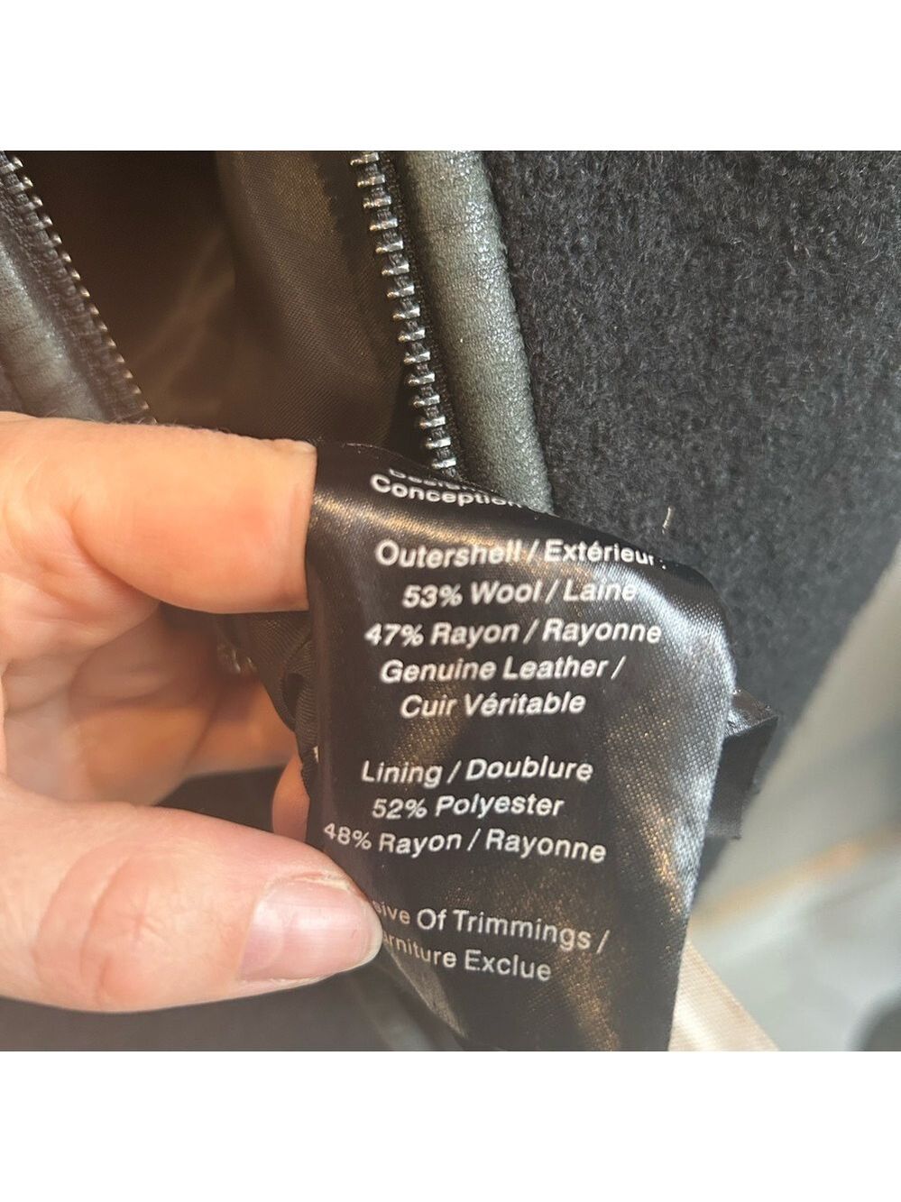 Women's Black Leather Sleeve Coat - Picture 7 of 7